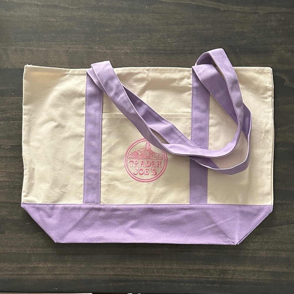 Trader Joe’s Lavender & Cream Canvas Tote Bag